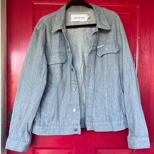 Calvin Klein Jean Jacket Womens XL Winter Heavy Thick Denim